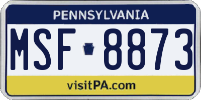 PA license plate MSF8873