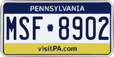 PA license plate MSF8902