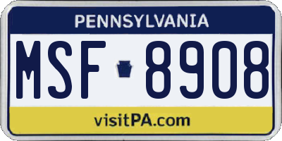PA license plate MSF8908