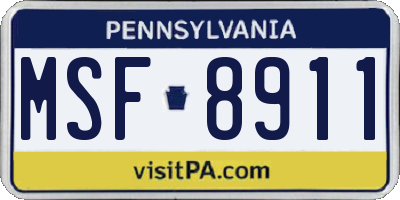 PA license plate MSF8911