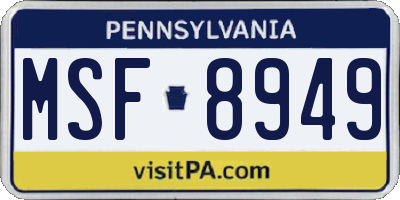 PA license plate MSF8949