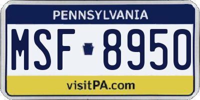PA license plate MSF8950