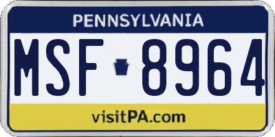 PA license plate MSF8964