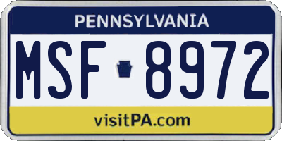 PA license plate MSF8972