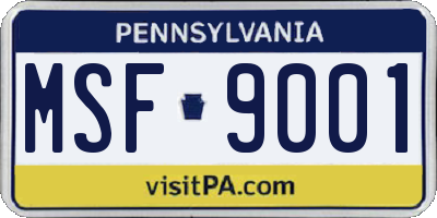 PA license plate MSF9001