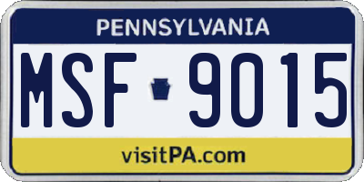 PA license plate MSF9015