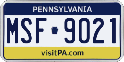 PA license plate MSF9021