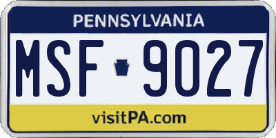 PA license plate MSF9027