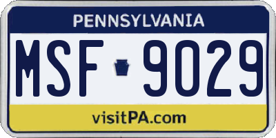 PA license plate MSF9029