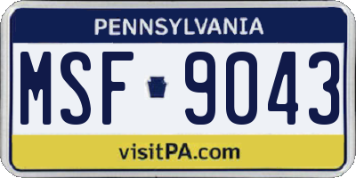 PA license plate MSF9043