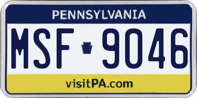 PA license plate MSF9046