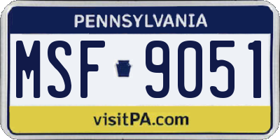 PA license plate MSF9051