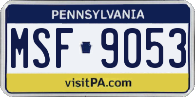 PA license plate MSF9053