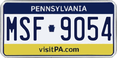 PA license plate MSF9054