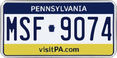 PA license plate MSF9074