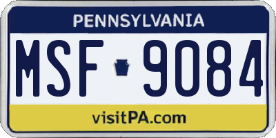 PA license plate MSF9084