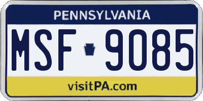 PA license plate MSF9085