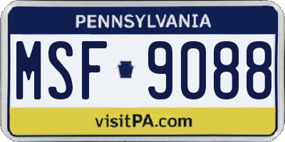 PA license plate MSF9088
