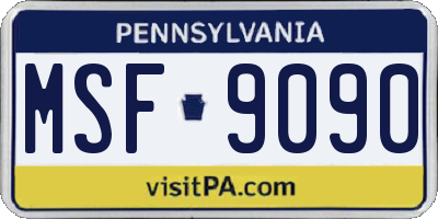 PA license plate MSF9090