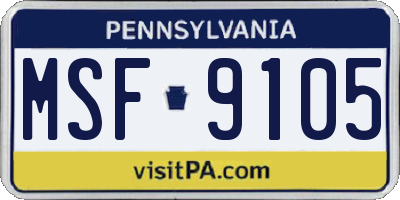 PA license plate MSF9105