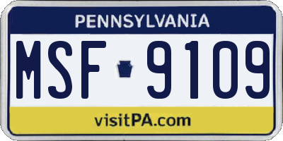 PA license plate MSF9109