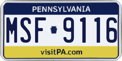 PA license plate MSF9116