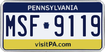 PA license plate MSF9119