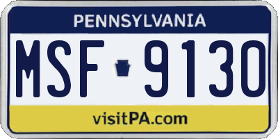 PA license plate MSF9130