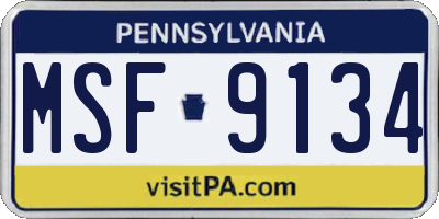 PA license plate MSF9134