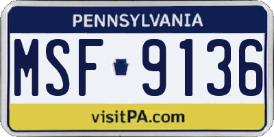 PA license plate MSF9136