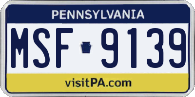 PA license plate MSF9139