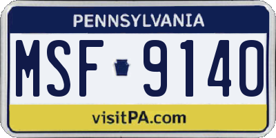 PA license plate MSF9140