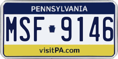 PA license plate MSF9146