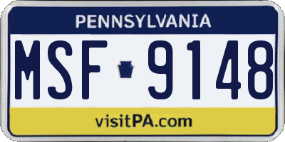 PA license plate MSF9148