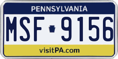 PA license plate MSF9156