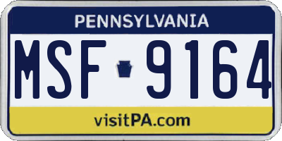 PA license plate MSF9164