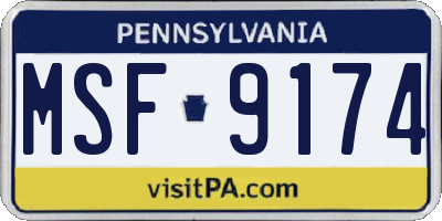 PA license plate MSF9174