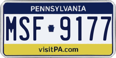 PA license plate MSF9177