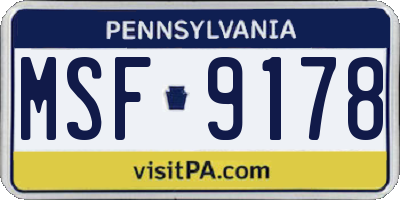 PA license plate MSF9178