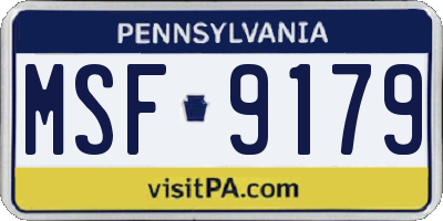 PA license plate MSF9179