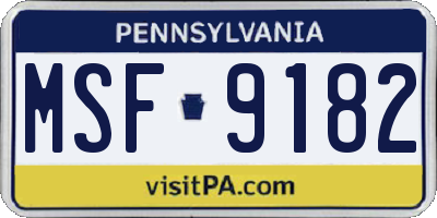 PA license plate MSF9182
