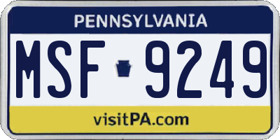 PA license plate MSF9249