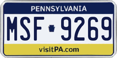 PA license plate MSF9269