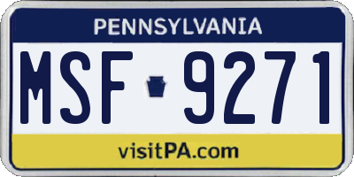 PA license plate MSF9271