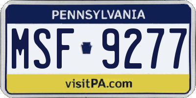 PA license plate MSF9277