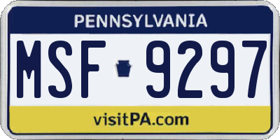 PA license plate MSF9297