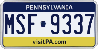 PA license plate MSF9337