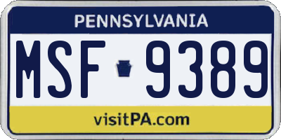 PA license plate MSF9389