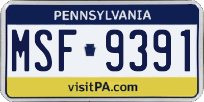 PA license plate MSF9391
