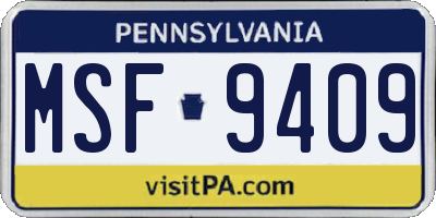 PA license plate MSF9409